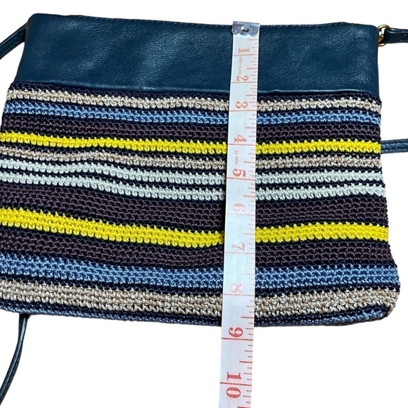 THE SAK COLLECTIVE Leather Trim Crochet Body Crossbody Bag Multi Pocket - Picture 8 of 11